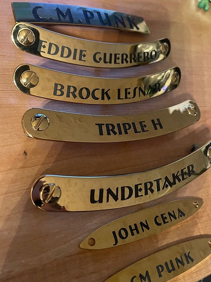 Etched Wrestling Belt Name Plates