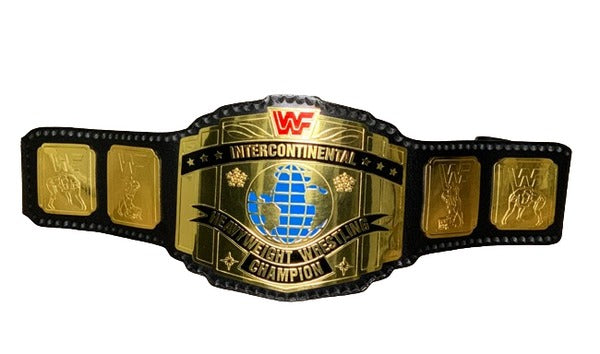 WWF Intercontinental Block Heavyweight Championship Replica Belt Black Strap Red Logo