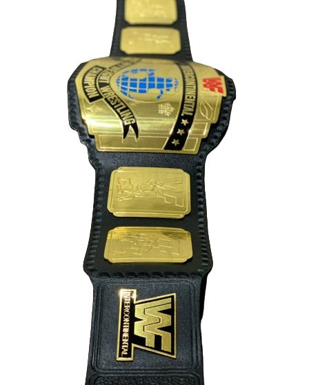 WWF Intercontinental Block Heavyweight Championship Replica Belt Black Strap Red Logo