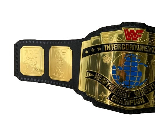 WWF Intercontinental Block Heavyweight Championship Replica Belt Black Strap Red Logo