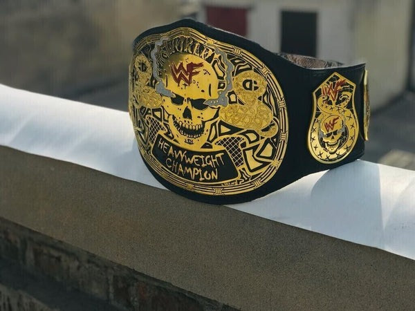 WWF Black Leather World Heavy Weight Championship Smoking Skull Belt