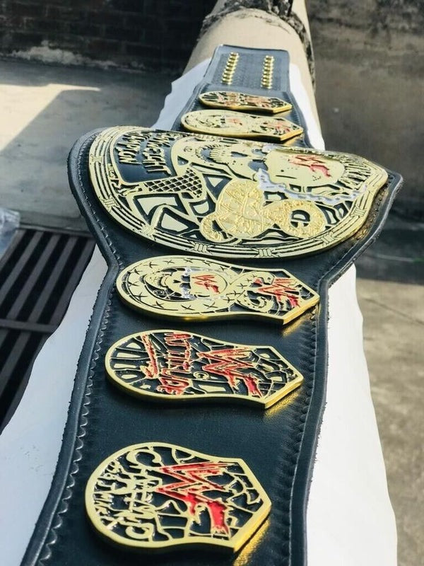 WWF Black Leather World Heavy Weight Championship Smoking Skull Belt